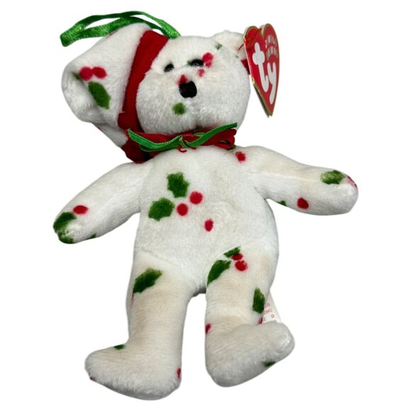 Ty Jingle Babies 1998 Holiday Teddy Bear Plush Collectible Whit Red Green READ - Picture 1 of 7